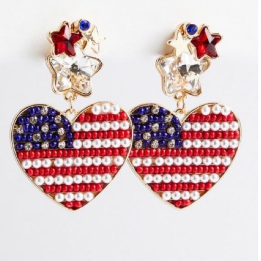 Torrid Patriotic Heart Earrings, NWT
